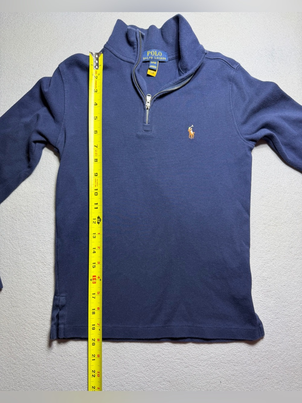 Boys Polo Ralph Lauren Half Zip Solid Blue Cotton Pullover Shirt Size S/P(8) - Picture 8 of 10